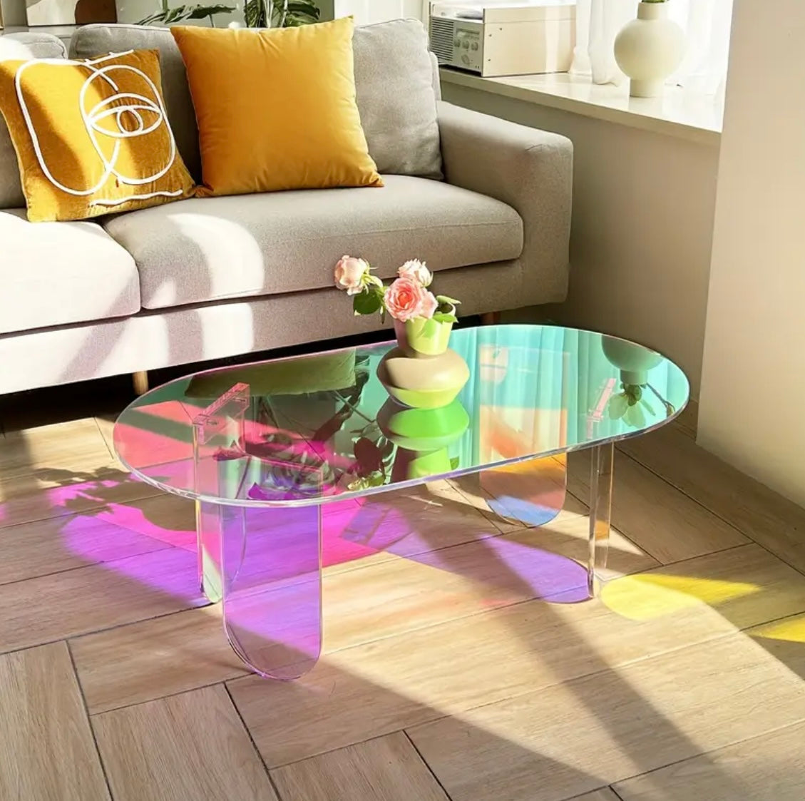 Oval Acrylic Coffee Table