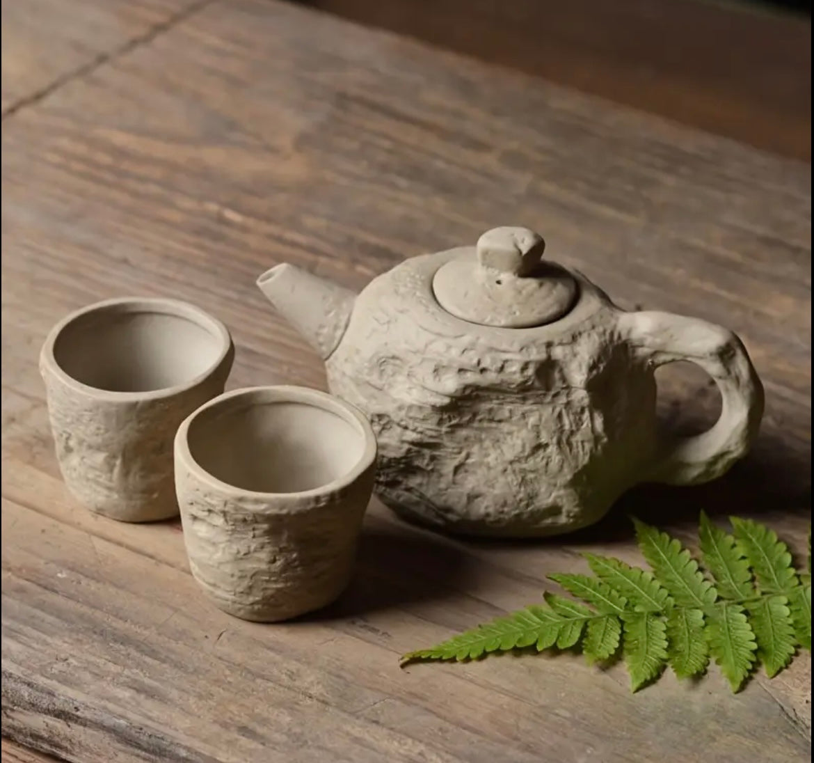Stone Texture Teapot Set with 2 Cups – Modern Liminal Design
